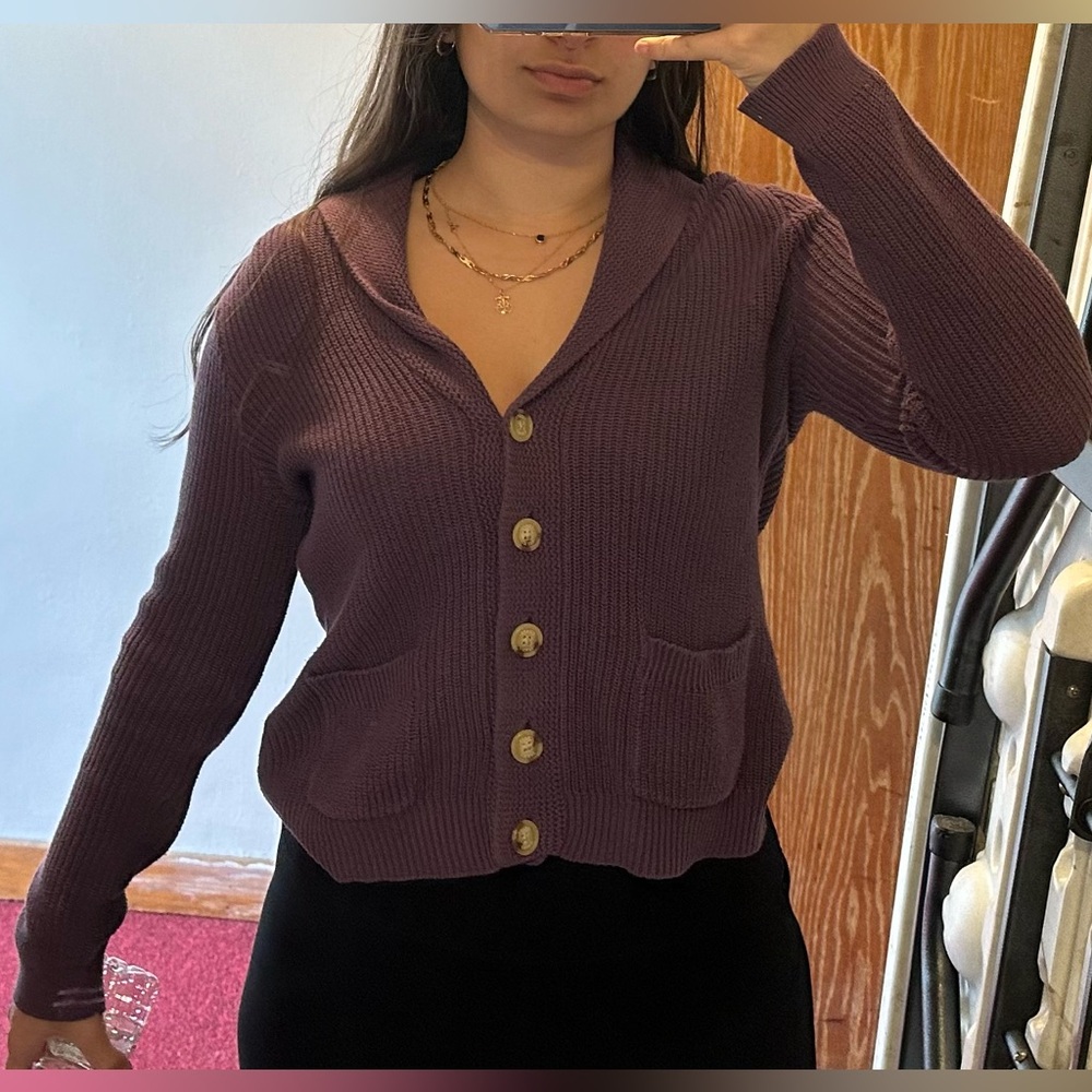 Purple cardigan